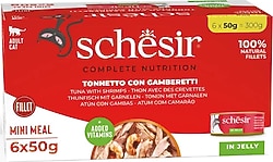 Schesir Multipack Ton Balıklı ve Karidesli 6x50 gr Yetişkin Konserve Kedi Maması