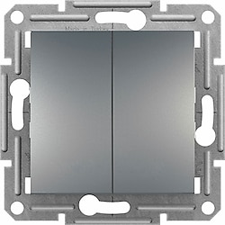 Schneider EPH0300162 Asfora Sıva Altı Komütatör İkili Çerçevesiz Çelik Anahtar Priz