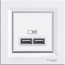 Schneider EPH2700221 Asfora Beyaz Çerçeveli İkili USB Priz