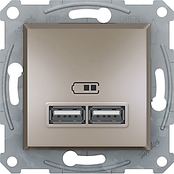 Schneider EPH2700269 Asfora Bronz Sıva Altı Çerçevesiz İkili USB Priz