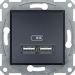 Schneider EPH2700271 Asfora Antrasit Sıva Altı Çerçeveli İkili USB Priz