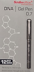 Scrikss Dna Jel 0.7 mm 12'li Siyah Tükenmez Kalem