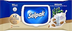 Selpak Organik Bambu ve Badem Sütü Özlü 50 Yaprak Islak Mendil