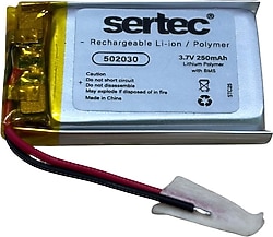 Sertec 502030 3.7V 250 mAh Lityum Polimer Pil