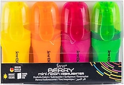 Serve Berry Mini Neon 4'lü Fosforlu Kalem Seti