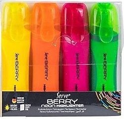 Serve Berry Neon 4'lü Fosforlu Kalem Seti
