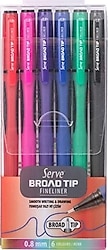 Serve Broad Tip 0.8 mm 6'lı Fineliner Keçeli Kalem Seti