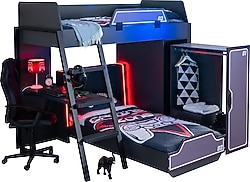 Setay Mobilya Gamer Ledli Karyola Masa ve Dolaplı Ranza