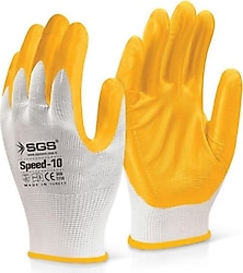Sgs SGS7710 Speed 10 Nitril Kaplama Örme Sarı İş Eldiveni
