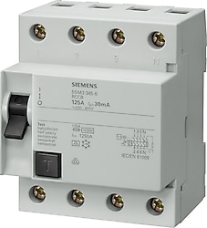 Siemens 5SM3645-6 4x125 A 400 V 300 mA A Tipi Kaçak Akım Rölesi