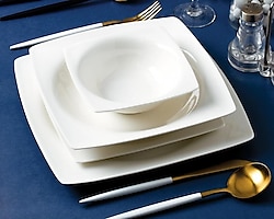 Sıla Bone Kare 24 Parça 6 Kişilik Yemek Takım