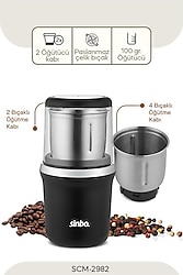 Sinbo SCM-2982 Krom Baharat ve Kahve Öğütücü