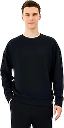 Skechers Essential S2610015-3817 Bisiklet Yaka Siyah Erkek Sweatshirt