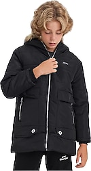 Slazenger Camelia Kapüşonlu Siyah Çocuk Mont