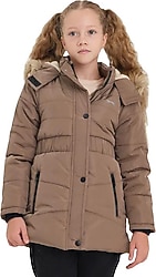 Slazenger Candy Kapüşonlu Bej Çocuk Şişme Mont