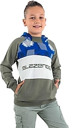 Slazenger Dragica IN Kapüşonlu Haki Çocuk Sweatshirt