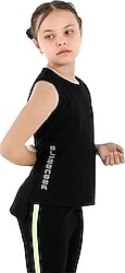 Slazenger Dylan IN Siyah Sıfır Kol Bisiklet Yaka Çocuk Tişört