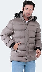 Slazenger Harshal Kapüşonlu Kürklü Erkek Şişme Mont