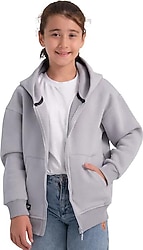 Slazenger Lekan Kapüşonlu Tam Fermuarlı Gri Çocuk Sweatshirt