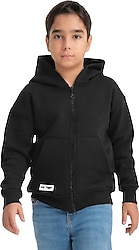 Slazenger Lekan Kapüşonlu Tam Fermuarlı Siyah Çocuk Sweatshirt