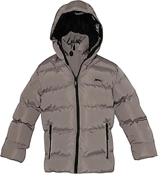 Slazenger Neons Kapüşonlu Taş Gri Çocuk Şişme Mont