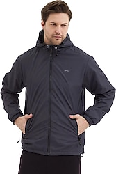 Slazenger Ofans Kapüşonlu Koyu Gri Erkek Yağmurluk