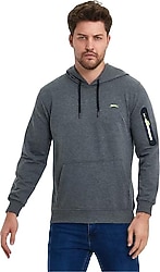 Slazenger Ozzy IN Kapüşonlu Koyu Gri Erkek Sweatshirt