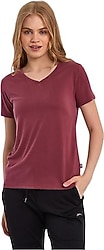 Slazenger Pericas Bordo Kısa Kollu V Yaka Kadın Tişört