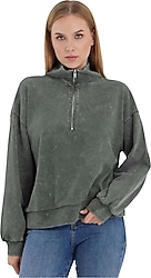 Slazenger Viewer Yarım Fermuarlı Kadın Oversize Sweatshirt