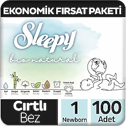 Sleepy Bio Natural 1 Numara Yenidoğan 100'lü Bebek Bezi