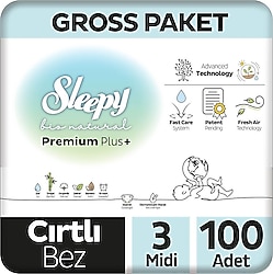 Sleepy Bio Natural 3 Numara Midi 100'lü Bebek Bezi