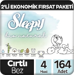 Sleepy Bio Natural 4 Numara Maxi 82'li 2 Adet Bebek Bezi