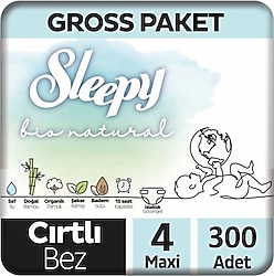 Sleepy Bio Natural 4 Numara Maxi 100'lü 3 Adet Bebek Bezi