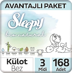 Sleepy Bio Natural 3 Numara Midi 168'li Külot Bez