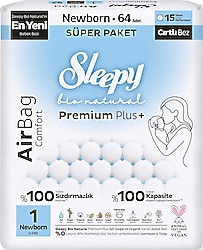 Sleepy Bio Natural Premium Plus Airbag Comfort 1 Numara Newborn 64'lü Bebek Bezi
