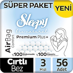 Sleepy Bio Natural Premium Plus Airbag Comfort 3 Numara 56'lı Bebek Bezi