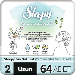 Sleepy Bio Natural Premium Plus Uzun 64'lü Günlük Ped