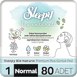Sleepy Bio Natural Premium Plus 1 Normal 80'li Günlük Ped