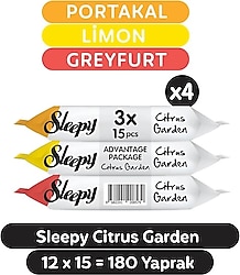 Sleepy Citrus Garden 15 Yaprak 12'li Paket Islak Cep Mendili
