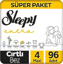 Sleepy Extra Günlük Aktivite 4 Numara Maxi 96'lı Bebek Bezi