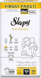 Sleepy Extra Günlük Aktivite 1 Numara Yenidoğan 50'li Bebek Bezi