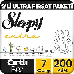 Sleepy Extra Günlük Aktivite 7 Numara XX Large 100'lü 2 Adet Bebek Bezi