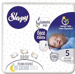 Sleepy Lavanta Yağlı 5 Numara Junior 120'li Gece Külot Bez
