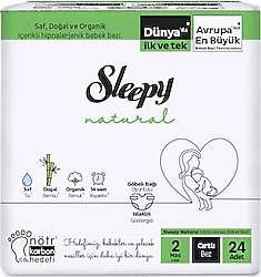 Sleepy Natural 2 Numara Mini 24'lü Bebek Bezi