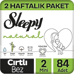 Sleepy Natural 2 Numara Mini 84'lü Bebek Bezi