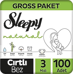 Sleepy Natural 3 Numara Midi 100'lü Bebek Bezi
