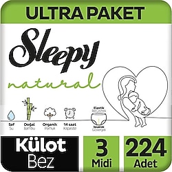 Sleepy Natural 3 Numara Midi 224'lü Külot Bez