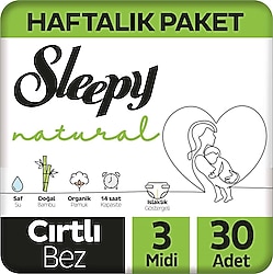 Sleepy Natural 3 Numara Midi 30'lu Bebek Bezi