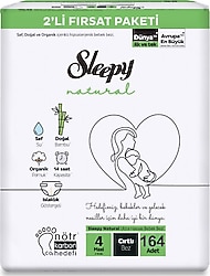 Sleepy Natural 4 Numara Maxi 164'lü Bebek Bezi