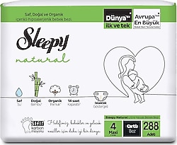 Sleepy Natural 4 Numara Maxi 288'li Bebek Bezi